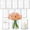 5 Inch Small Glass Cylinder Vases for Centerpieces | 10pcs Clear Flower Vase for Wedding Decorations, Floating Candle Vases in Bulk, Hurricane Candle Holders for Table, Home Décor