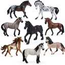 UANDME 8PCS Big Mare and Stallion Toy Figures, Plastic Horse Figurines, Animal Toys for Girls and Boys, Club Cake Topper Party Decoration