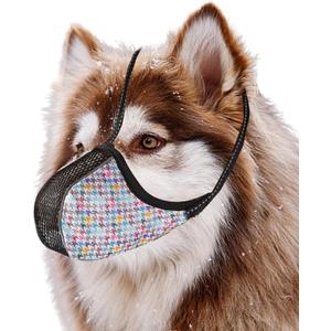 Dog Muzzle for Extra Large Size Dogs to Prevent Biting Chewing Barking Soft Air Mesh Muzzles Reflective Ajustable Full Coverage Dog Mouth Guard Cover for Grooming Scavenging Colour XXL