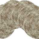 olofable Round Braided Placemats - Woven Washable Non-Slip Table Mats, 15 Inch Diameter for Dining Tables (Yellow Mixed, 15 inches Set of 6)