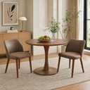 GarveeHome Leather Dining Chairs Set of 2 Upholstered PU Dining Chair with Wood Legs, Wing Backrest, Wooden Kitchen Chairs with Thick Cushions, Leveling Feet for Dining Room, Living Room, Taupe