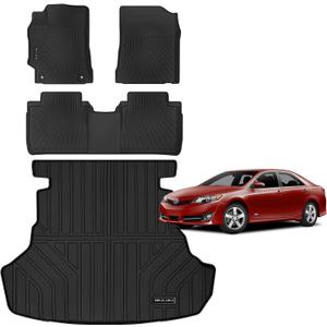 Floor Mat & Cargo Liners for 2012-2017 Toyota Camry (Not Fit Hybrid) All Weather Protection TPE Rubber Full Set Floor Liners & Trunk Mat 2017 Camry Accessories