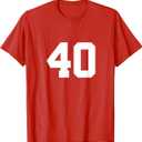 Number 40 (on Front / Back) Sports Team Jersey Number T-Shirt, S