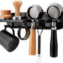 Espresso Tamper Holder Station Laelr Wall Mounted Coffee Station Organizer Coffee Distributor & Tamper 54mm/2.1'' Portafilter Storage Wall Shelf Espresso Accessories Organizer Rack for Bar Home Office