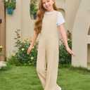 Haloumoning Girls Jumpsuits Kids Fashion Sleeveless Wide Leg Loose Romper with Pockets One Piece Summer Outfits