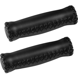 SOLODRIVE Bike Handlebar Grips, Vinyl Leather Grips, Hand-Stitched for Beach Cruiser Bike, Fits Most 22.2mm (7/8") Bicycle Handlebar, 125mm