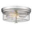 CALDION 12inch Flush Mount Ceiling Light, Close to Ceiling Light Fixtures, Brushed Nickel Finish with Handmade Seeded Smoky Art Glass Shade for Living Bedroom Room Hallway
