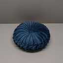 HLOVME Round Velvet Pillow for Couch Small Handmade Decorative Throw Pillow for Bed Bedroom 13.7 Dark Blue