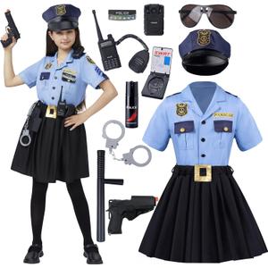Spooktacular Creations Halloween Girls Police Officer Costume, Cop Costume Accessories for Kids Role-Playing, Dress-Up Party (Small (5-7yr))