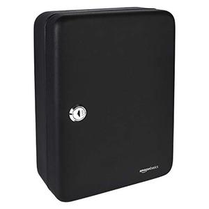 Amazon Basics Locking Steel Security Cabinet Key Lock Box with 48 Key Hooks, Key Storage, 2.8"D x 7"W x 9.8"H, Black