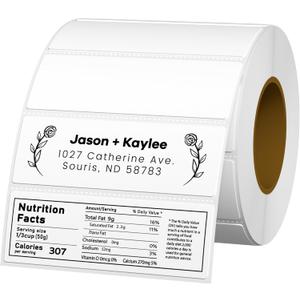 3x1 Thermal Labels Rectangle Thermal Sticker Labels with Perforated Line, 1000 Sheets/1 Roll, White, for Barcode Address Inventory Shipping Mailing Name Small Business