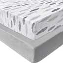 AMROSE 2 Pack Microfleece Crib Sheets, 28'' X 52'' Flannel Fleece Crib Fitted Sheets for Crib and Toddler Mattress Pad, Soft Comfy Warm Crib Sheets for Boys Girls, Feather