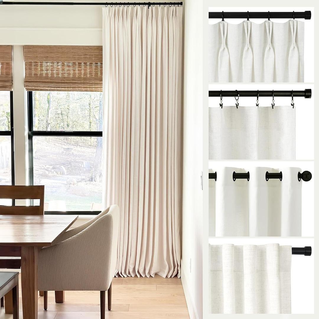 HOMERILLA Lille Linen Custom Curtains, Blackout Curtains/Room Darkening Curtains, Sliding Glass Door Curtains, Size Customizable,38 Colors for Choosing, Multi-Type Hanging Styles,1 Panel