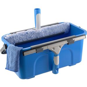 Mitclear Professional Window Cleaning Kit, Include Compact Cleaning Bucket 3 Gallon, Silicone Squeegee, Microfiber Scrubber, Cloth, All-in-one Window Cleaning Supplies, Commercial & Household Use