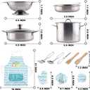 35 Pcs Kitchen Pretend Play Accessories Toys,Cooking Set with Stainless Steel Cookware Pots and Pans Set,Cooking Utensils,Apron,Chef Hat,and Cutting Play Food for Kids,Educational Learning Tool