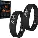 Vibrating Alarm Wristband Heavy Sleepers Adults Wrist Band Shock Clock Watch Bands for Deaf People Silent Bracelet Sleeper Wearable Bed Shaker Sleep Tracker Ring Watches Sleep Apnea (2pcs Black)