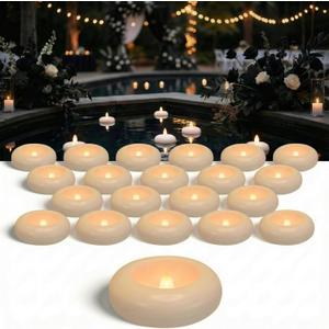 Aignis 24pcs Flameless Floating Candles Waterproof, 200Hr 3LED Floating Tea Lights with Battery, Water-Activated Candles for Pool, Wedding Centerpieces, Bath & Spa, Valentine's Day (Elegant White)