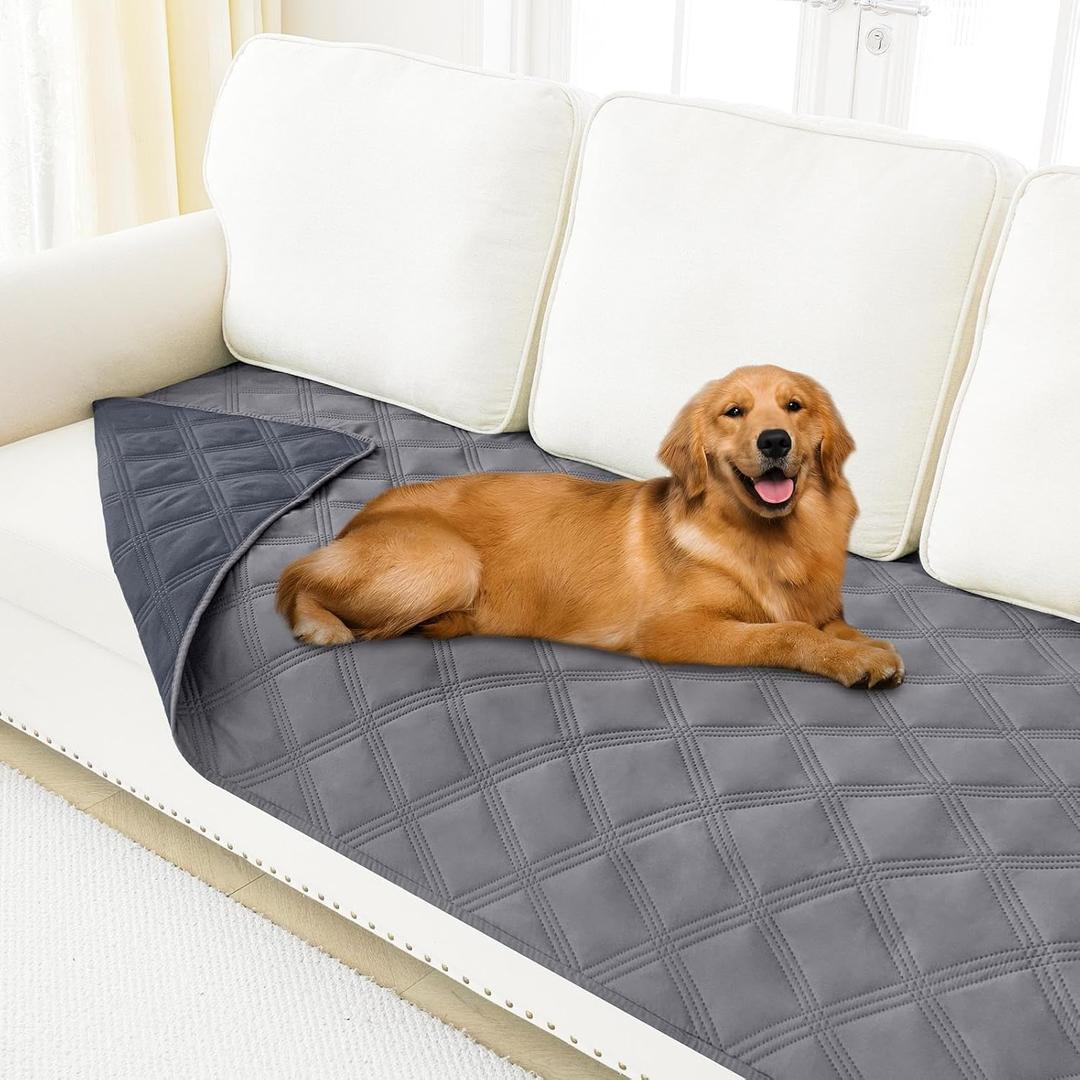 Smiry Waterproof Dog Bed Cover Blanket 40x80, Soft Reversible Pet Blanket, Washable Leakproof Cats Dogs Couch Cover for Sofa, Couch, Furniture, Grey/Dark Grey
