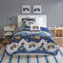 Intelligent Design Kids Boys Monster Truck Blue Queen Quilt Set, 4pc, Full/Queen