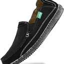 VILOCY Men's Slip on Deck Shoes Casual Canvas Loafers Beach Boat Shoes Zero Drop Vintage Flat, Size 46