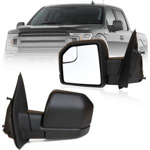MITZONE F150 Drive Side Mirror Compatible with 2015-2020 Ford F-150 with Blind Spot Glass Power, 3-Pin Without Turn Signal Light, Non-Heated, Textured Black, Left Side