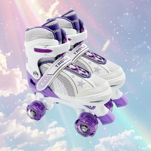 Adjustable Kids Roller Skates for Girls and Boys Ages 3-5 5-8 8-12, All 8 Wheels of Girl's Skates Shine, Safe and Fun Illuminating for Outdoor Indoor Sports (Large -Youth (3.5-6), Blue & Purple) Adjustable Kids Roller Skates for Girls and Boys Ages 3-5 5-8 8-12, All 8 Wheels of Girl's Skates Shine, Safe and Fun Illuminating for Outdoor Indoor Sports (Large -Youth (3.5-6), Blue & Purple)