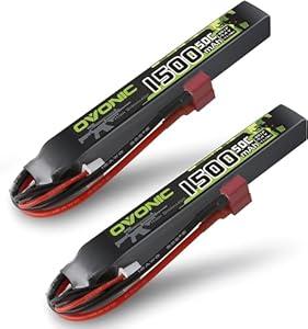 OVONIC Lipo Battery 7.4v 1500mAh 2S 50C Lipo Battery with T Plug (2 Pack)