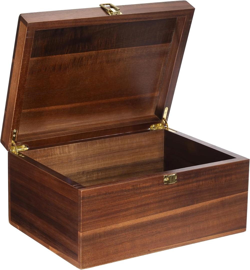 Large Wooden Keepsake Box - Wood Storage Box Decorative Boxes with Lid for Storing Keepsake Memory Gift, 12.5 IN Decorative Boxes for Home Decor-WB004-240303 (brown, 12.5 x 9.4 x 6.1 IN)