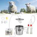 VEVOR Goat Milking Machine, 0.8 Gal / 3 L Food-Grade Stainless Steel Bucket, with 5200 mAh Rechargeable Battery, 2 Teat Cups, Cordless Portable Pulsation Vaccum Electric Milking Machine for Goats Only