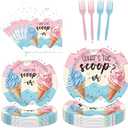 96PCS Whats The Scoop Plates and Napkins Party Supplies Whats The Scoop Gender Reveal Decorations Ice Cream Gender Reveal Party Decorations Disposable Paper Tableware Set Serves 24 Guests