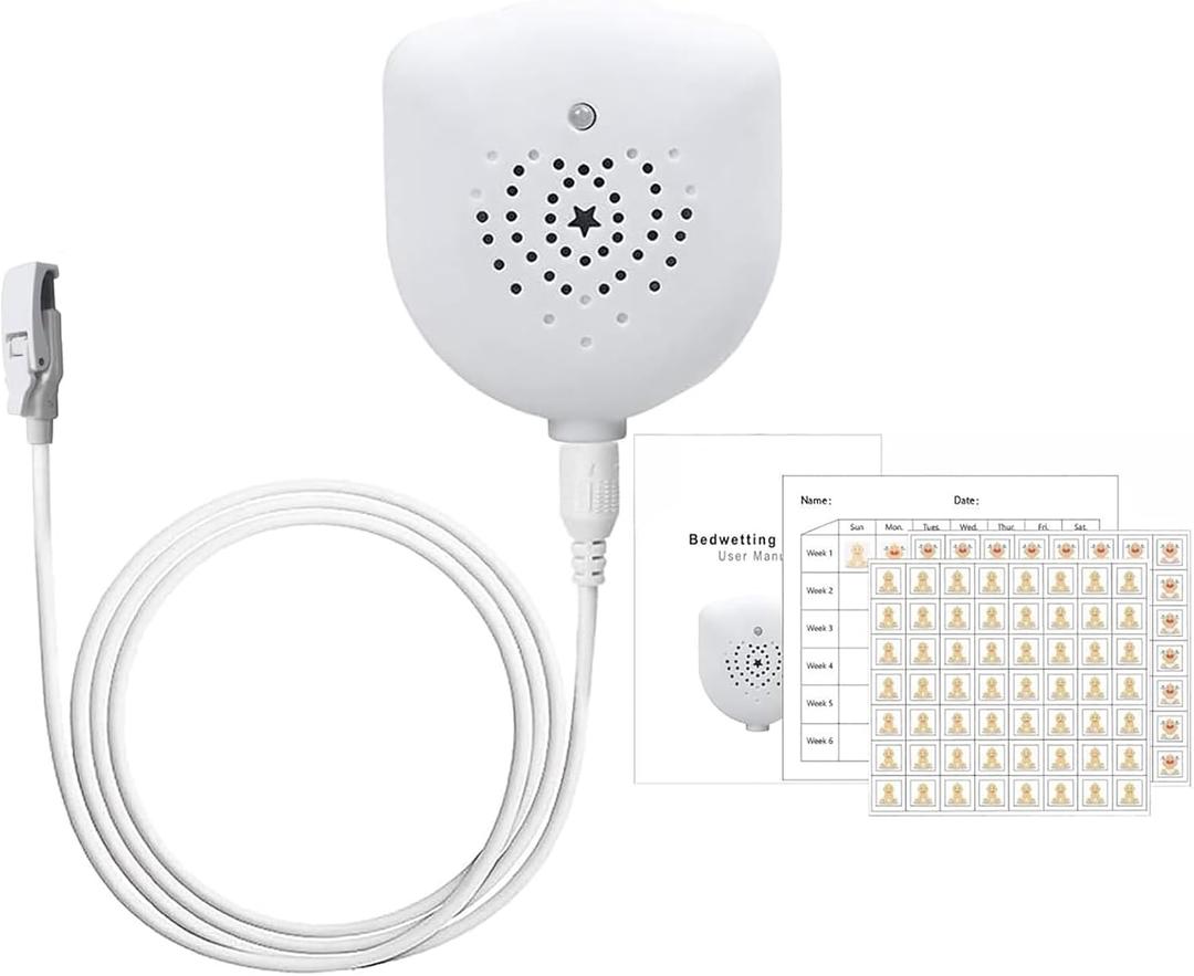 Bedwetting Alarm for Boys, Girls & Older Kids - 3-Mode Adjustable Volume Pee Alarm, Reusable Sensor with Vibration/Sound Combo, Potty Training Solution for Kids/Teens,USB Charging(White)