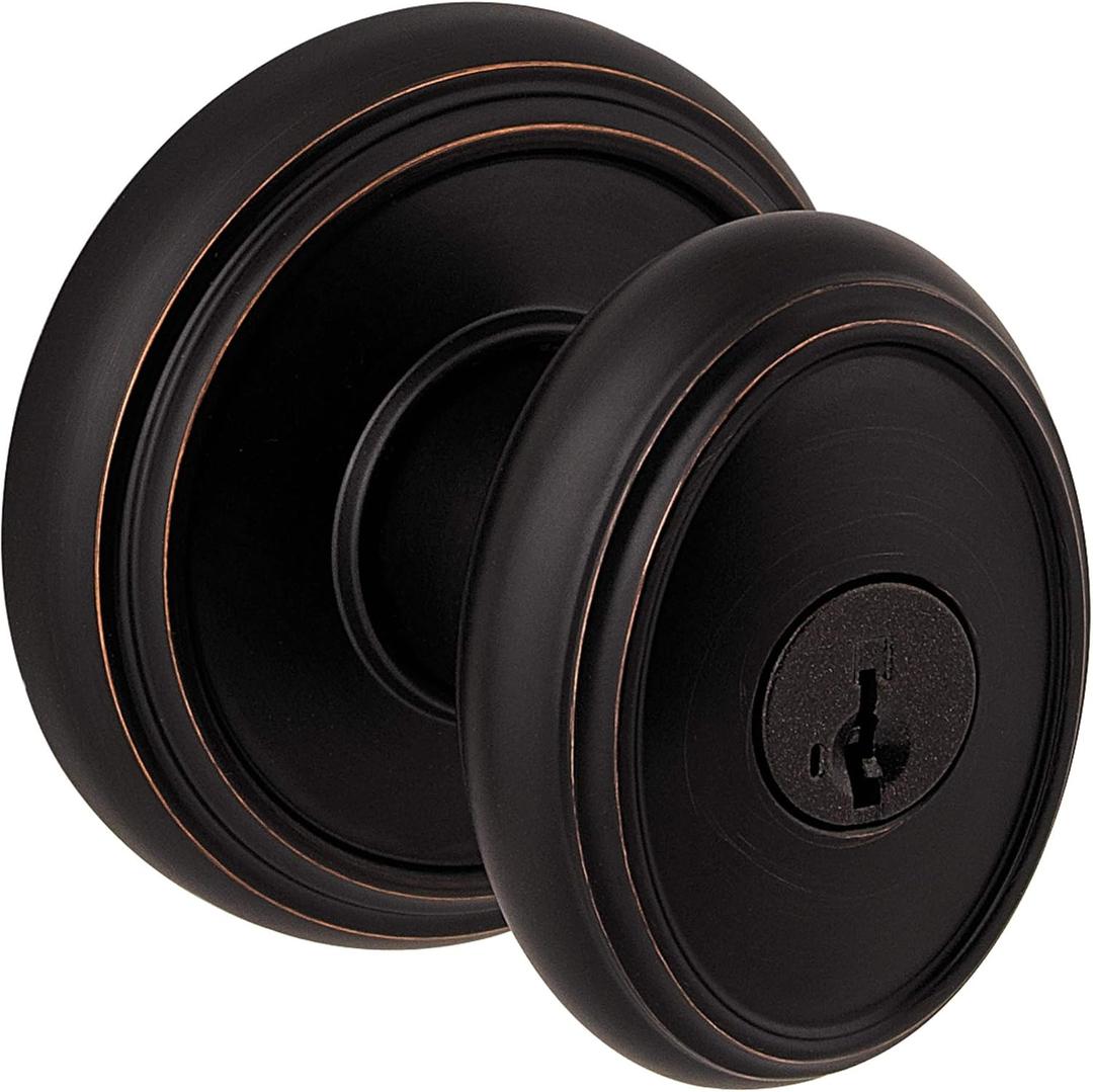 Baldwin Carnaby, Entry Door Knob Handle with Keyed Lock Featuring SmartKey Re-key Technology and Microban Protection, in Venetian Bronze