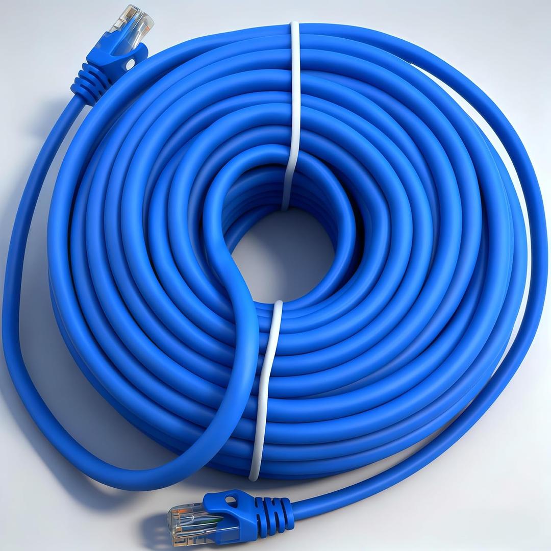CAT6 RJ45 Ethernet Network Cable, Blue, Indoor/Outdoor, Multiple Lengths 3.3 ft-65.6 ft (1, 33 ft)