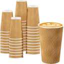 90 Pack 16 oz Disposable Coffee Cups, Insulated Ripple Wall Paper Coffee Cups 16oz, To Go Cup for Espresso, Hot Beverage Drinks (No Lids)