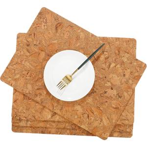 Eaasty 6 Pieces Cork Placemats 17 x 12 Inch Heat Resistant Non Slip Wood Place Mats Wood Grain Placemats Rustic Mats for Dining Table