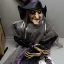 Halloween Animatronics Witch Animated 66inch Decorations with Motion Sensor Activated, Creepy Sound, Scary Move, Light Up Eyes, Haunted House Spooky Decor Horror Prop for Indoor, Outdoor, Yard
