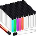 100 Pcs Plastic Test Tubes Clear 16 x 100mm Test Tube with Caps for Lab Plastic Vials Joint Container for Plants Beads Party Nurse Halloween Party Favors Decorations(Black)
