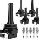Ignition Coil Pack and Spark Plugs Kit fit for 2.5 2.5L L5 Turbo 2015-16 Volvo V60, 2004 2005 2006 2007 Volvo V70, 2004-11 S40, S60 V50 C30 C70 XC60 XC70 2.5, UF517, Set of 5