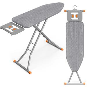SONGMICS Ironing Board, Retractable Iron Rest, Foldable Iron Board, 43 x 13 Inches, Space-Saving, Height Adjustable, Padded with Cover, Hook, Dove Gray ULLB003GD02S