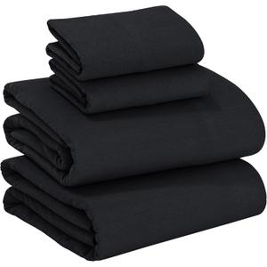 RUVANTI 100% Cotton Flannel Sheets Full Size - 4 Piece Warm, Soft & Breathable, Deep Pocket, Double Brushed Cozy All Season Bedding Set, Black