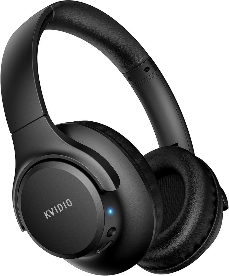 KVIDIO Bluetooth Headphones Over Ear, 65 Hours Playtime Wireless Headphones with Microphone, Foldable Lightweight Headset with Deep Bass, HiFi Stereo Sound Low Latency for Travel Work Cellphone (Black) KVIDIO Bluetooth Headphones Over Ear, 65 Hours Playtime Wireless Headphones with Microphone, Foldable Lightweight Headset with Deep Bass, HiFi Stereo Sound Low Latency for Travel Work Cellphone (Black)