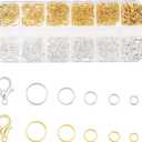 5 Sizes Silver and Gold Open Jump Rings, 500PCS O Rings and Lobster Clasps, Small and Large Jump Rings for Jewelry Making and Keychains