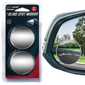 Performore 2 Pack of Blind Spot Car Mirrors, 2 Inch Round HD Glass Convex Rear View Wide Angle Side Mirror Blindspot with Self Adhesive Back for Universal Vehicles (Fixed)