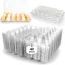 Egg Cartons 18 Count - 40 Pack Egg Cartons Cheap Bulk - 3x6 Grids Plastic Egg Carton for Fresh Eggs, Home, Farmers Market (Medium)