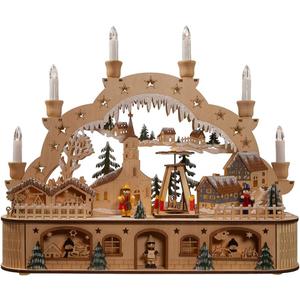 Kurt Adler 14.17-Inch Wooden Battery Operated Light-Up Musical Santa Christmas Village