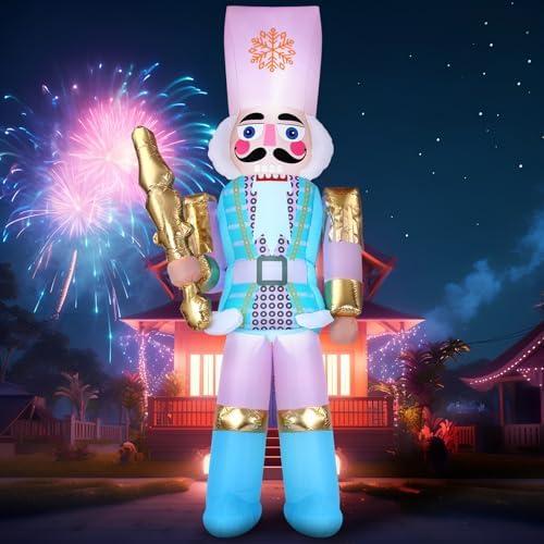 Leitee 10 ft Christmas Inflatable Pink Nutcracker with LED Lights Christmas Blow up Outdoor Decor Yard Decoration Build-in Led Light for Xmas Decorations Outdoor Indoor Xmas Gifts