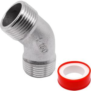 45 Degree Elbow 2PCS, 3/4" NPT Male X 3/4" NPT Male 304 Stainless Steel Pipe Fitting, Connector Coupler Apply to Outdoor/Garden/Industrial