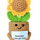SOL VIBES Mini Sunflower Mom Gifts from Daughter Son Kid, Handmade Crochet Mothers Day Christmas Birthday Gift with Card, Remember I Love You Mom, Positive Emotional Present, Cute Small Stuff Things