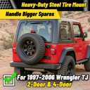 MONOKING Adjustable Spare Tire Carrier Compatible with 1987-2006 Wrangler TJ, Heavy Duty Spare Wheel Holder Mount & Relocation Rack, Fits Up to 40-Inch Tires, High-Strength Steel, Black