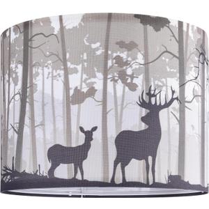 GO&SO Drum Lamp Shade Medium Gray Animal Print Sika Deer Lampshade for Table - 13" Top x 13" Bottom x 10" High (Spider) Vintage Lampshades Replacement Natural Linen Art Decor Easy Assembly